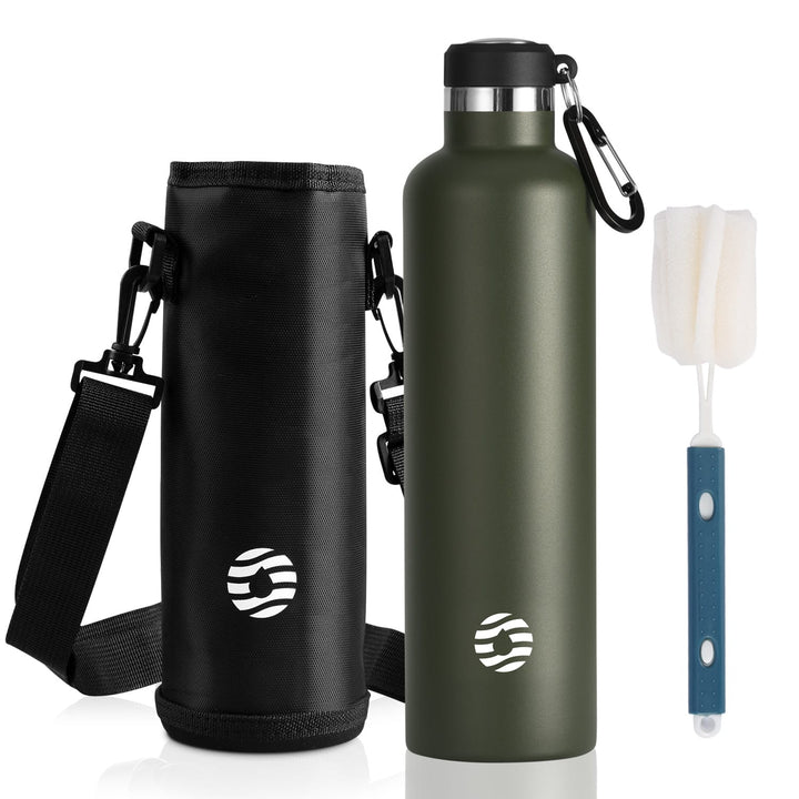 1000ml Stainless Steel Insulated Thermo Water Bottle, Vacuum Flask With Carabiner