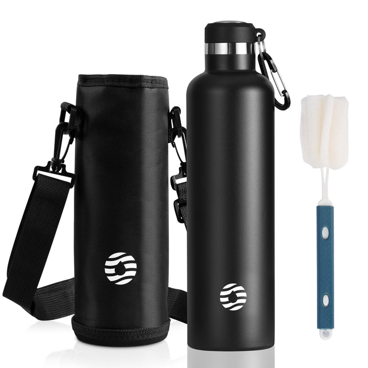 1000ml Stainless Steel Insulated Thermo Water Bottle, Vacuum Flask With Carabiner