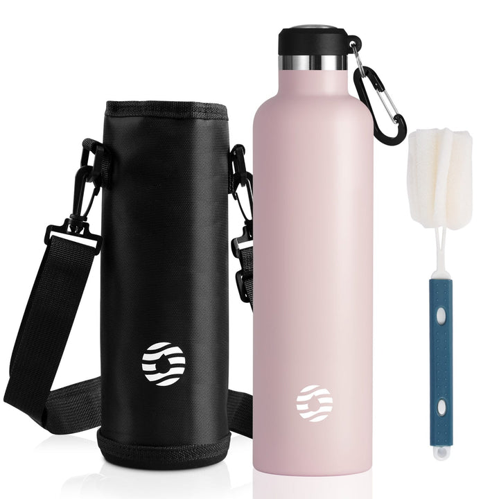 1000ml Stainless Steel Insulated Thermo Water Bottle, Vacuum Flask With Carabiner