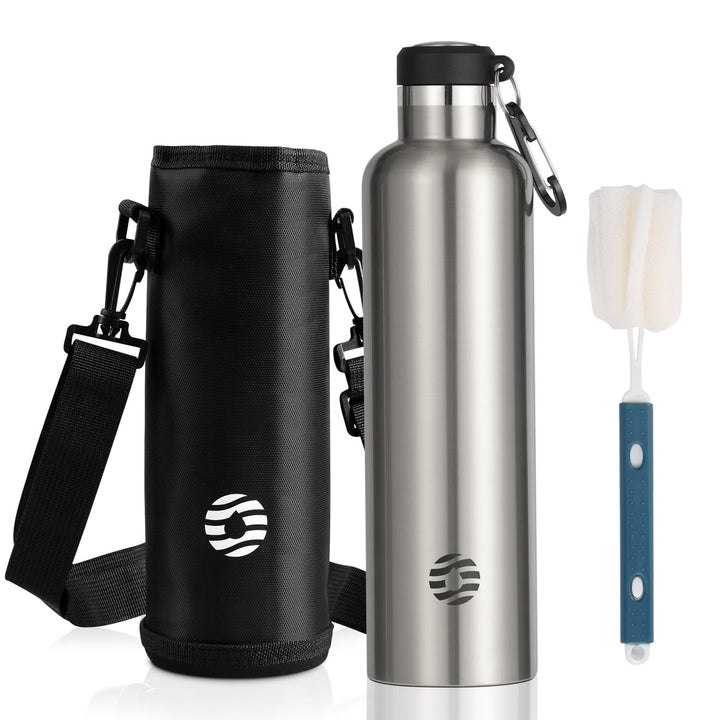 1000ml Stainless Steel Insulated Thermo Water Bottle, Vacuum Flask With Carabiner