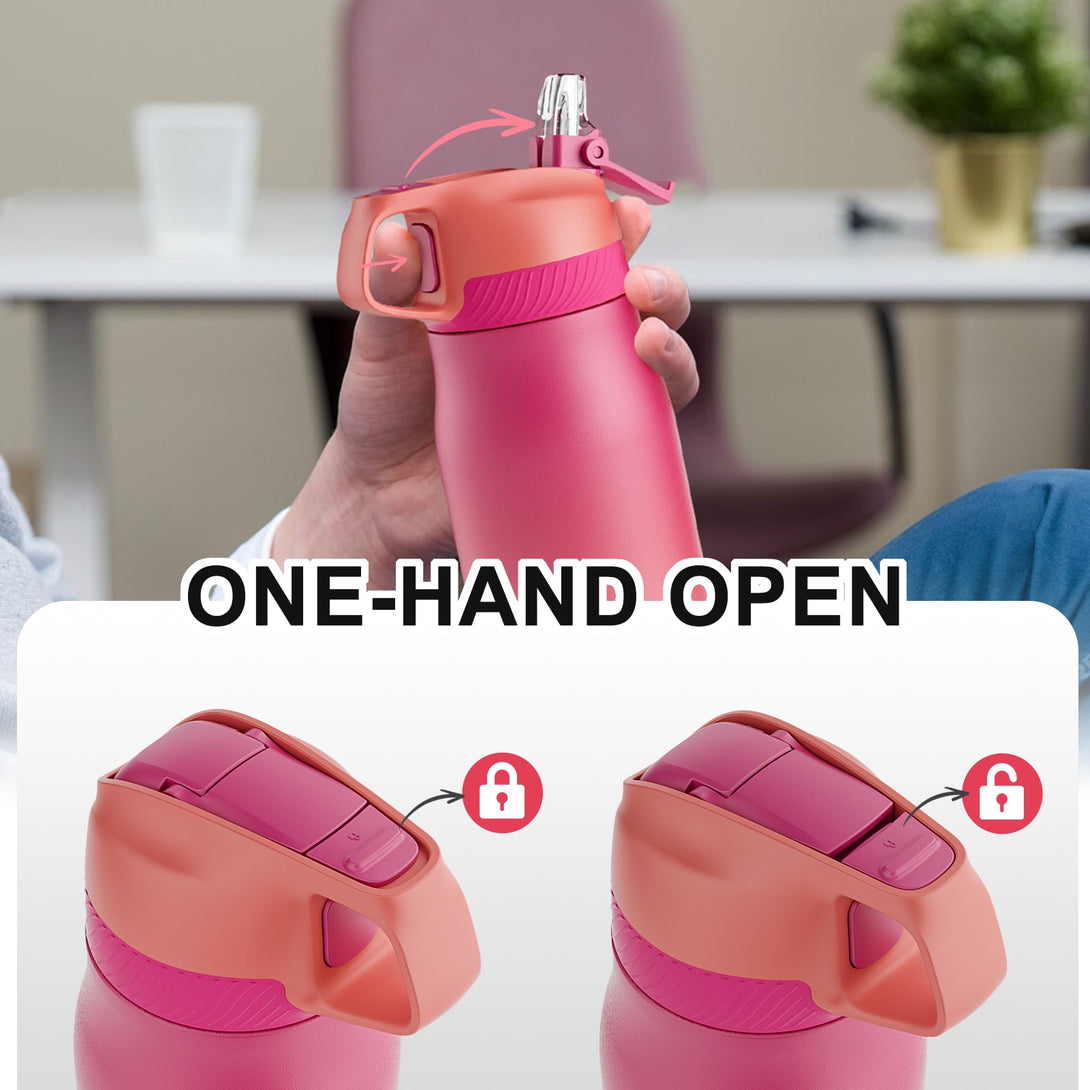 710ml Stainless Steel Insulated Thermo Water Bottle, Vacuum Flask With Straw