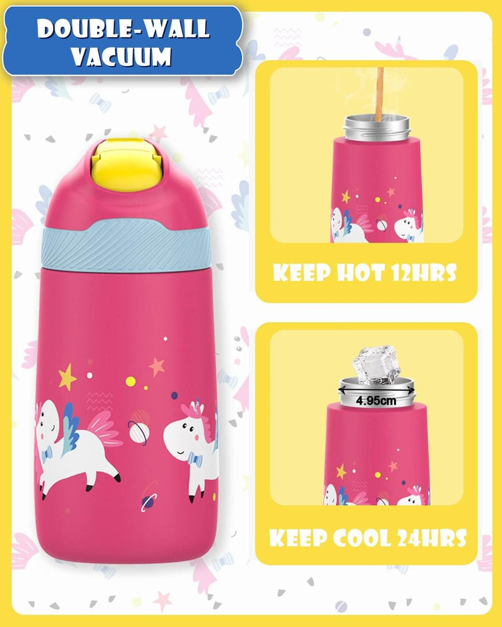 350ml Stainless Steel Insulated Kids Water Bottle With Straw