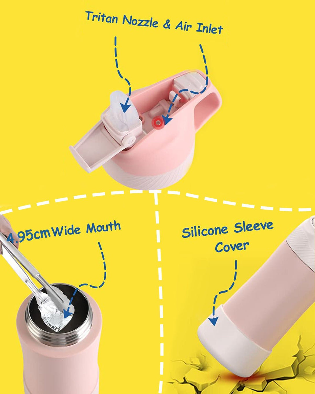 400ml Stainless Steel Insulated Kids Thermo Water Bottle, Vacuum Flask With Straw