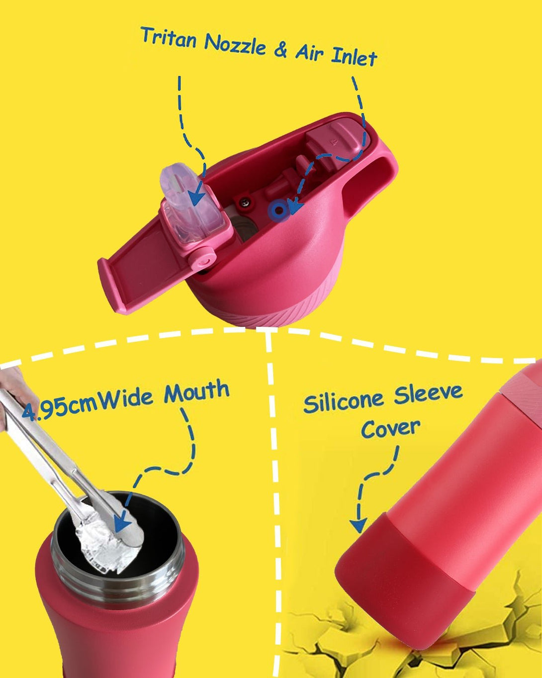 400ml Stainless Steel Insulated Kids Thermo Water Bottle, Vacuum Flask With Straw