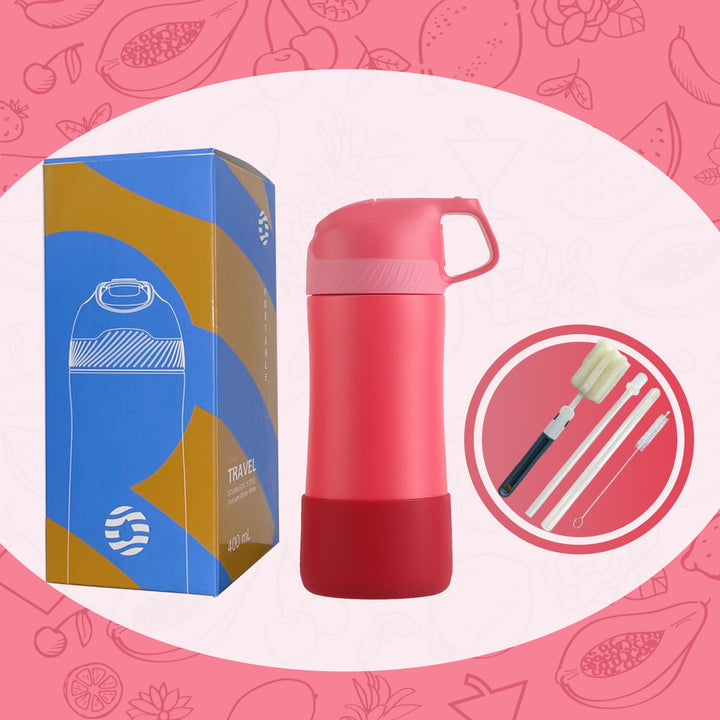 400ml Stainless Steel Insulated Kids Water Bottle With Straw