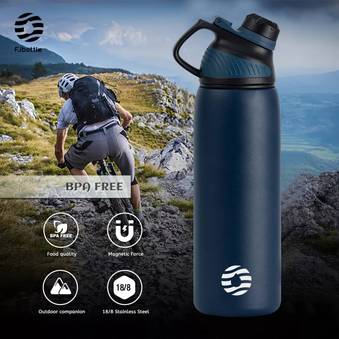 800ml Stainless Steel Insulated Thermo Water Bottle, Sports Vacuum Flask With Magnetic Lid