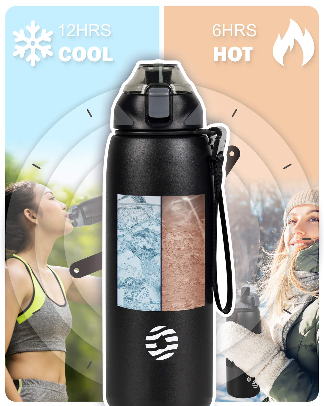 1000ml Stainless Steel Insulated Thermo Water Bottle, Vacuum Flask  With Spout
