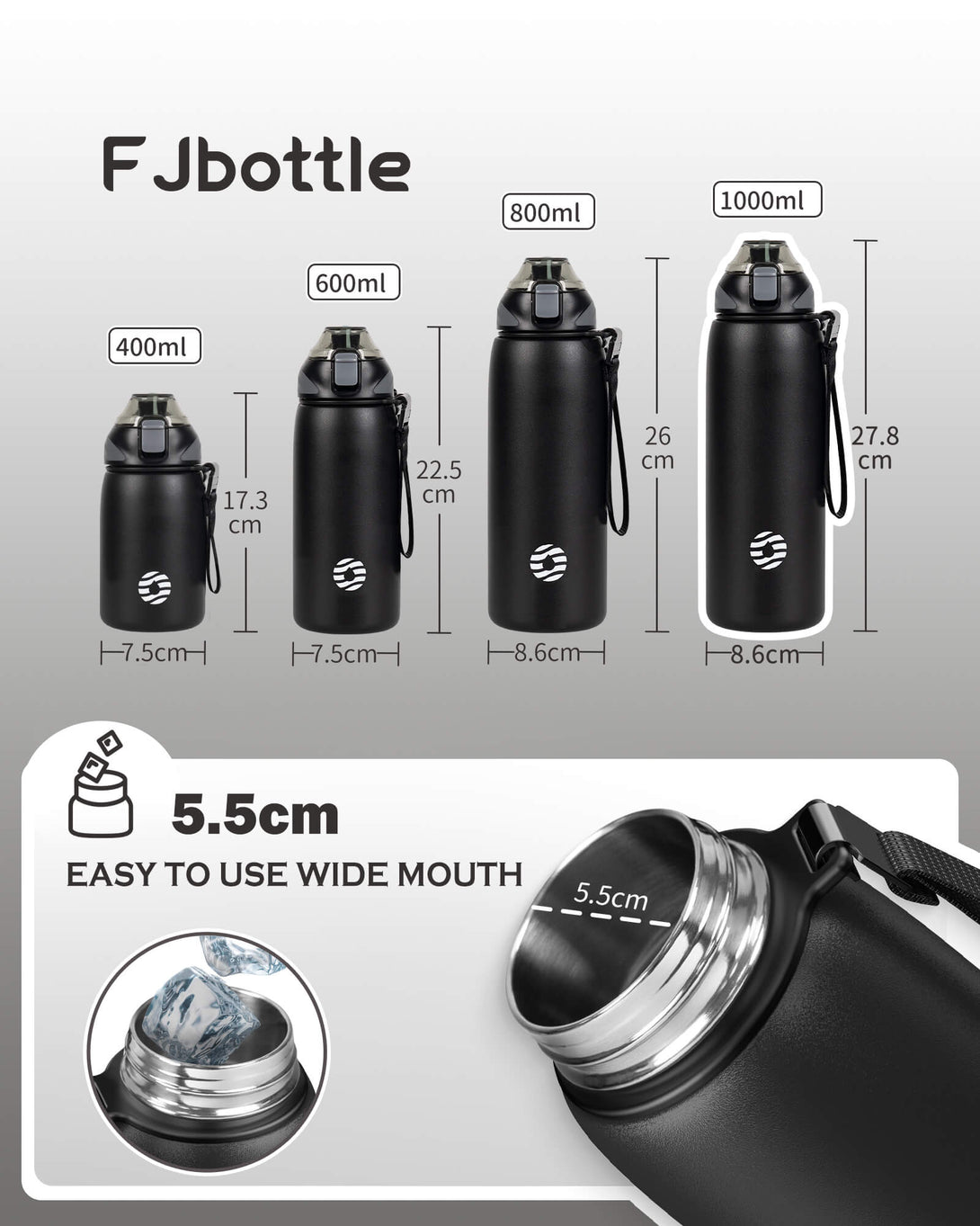 1000ml Stainless Steel Insulated Thermo Water Bottle, Vacuum Flask  With Spout