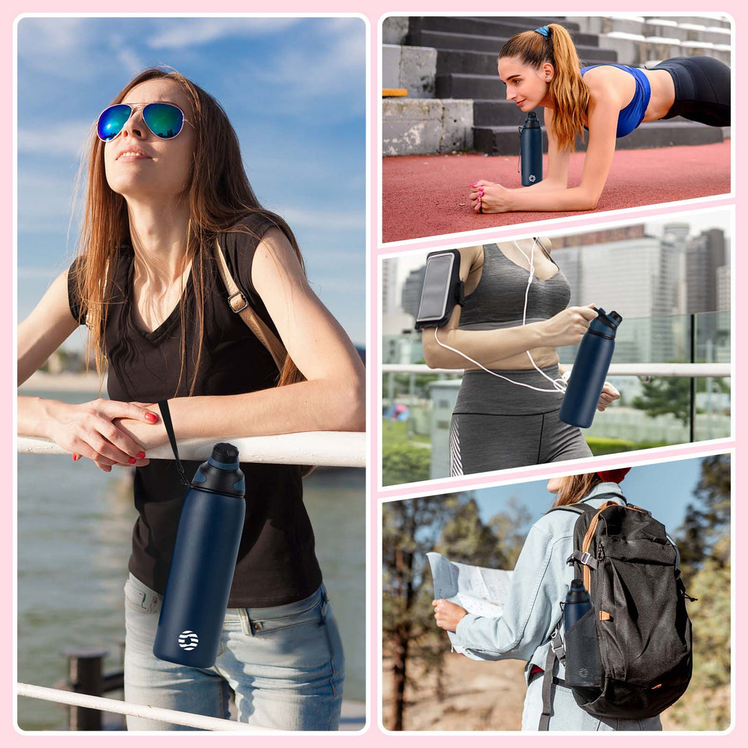 1000ml Stainless Steel Insulated Thermo Water Bottle, Vacuum Flask With Magnetic Lid