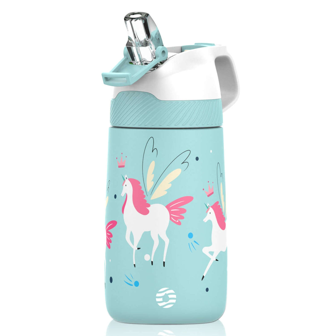350ml Stainless Steel Insulated Kids Water Bottle Thermos Flask With Straw – FJbottle-UK