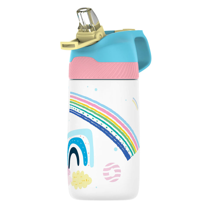 350ml Stainless Steel Insulated Kids Water Bottle with Straw - Rainbow - FJbottle-UK
