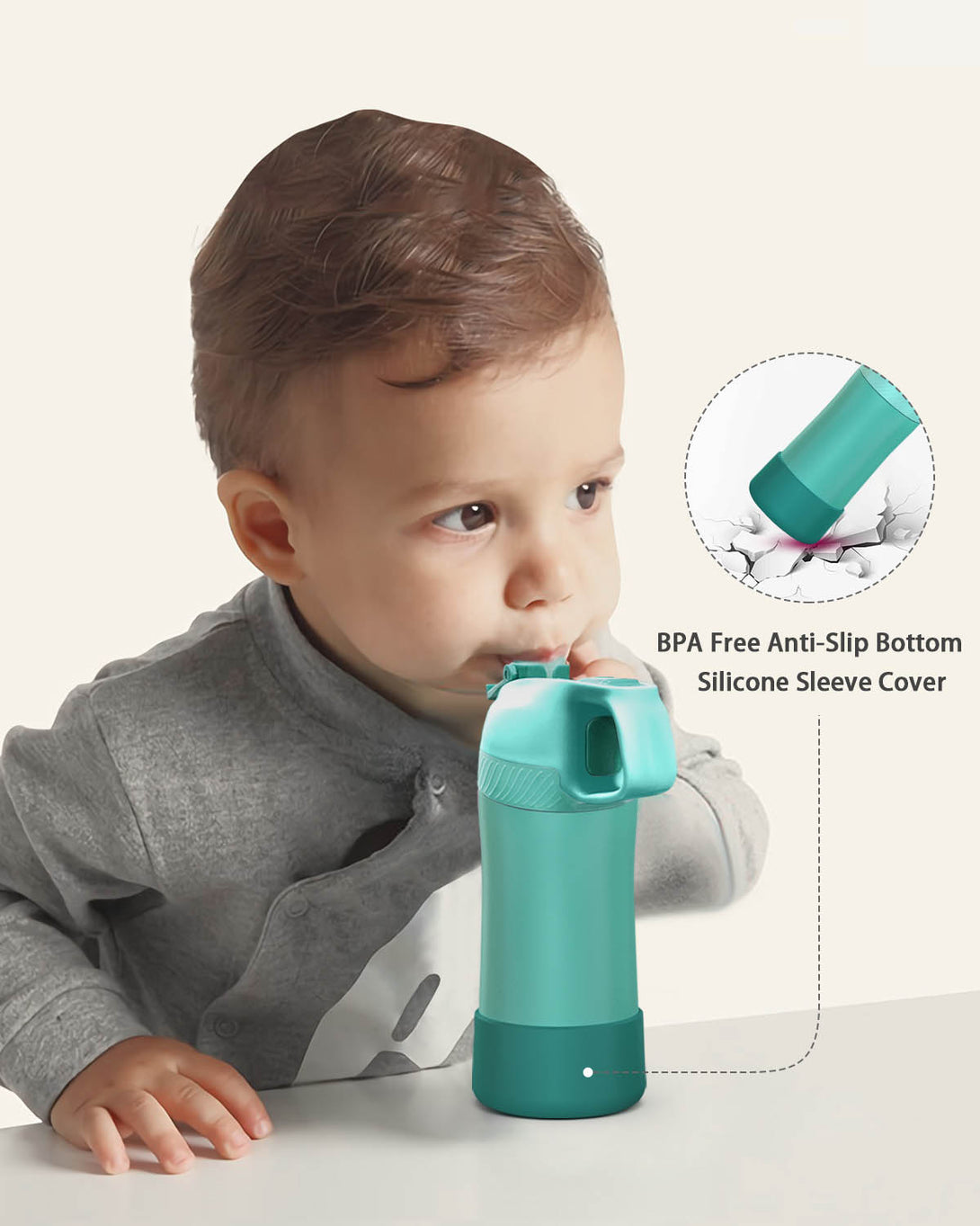 400ml Stainless Steel Insulated Kids Thermo Water Bottle, Vacuum Flask With Straw