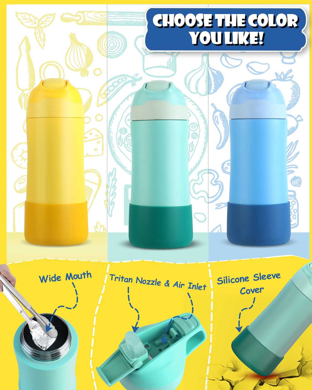 400ml Stainless Steel Insulated Kids Thermo Water Bottle, Vacuum Flask With Straw