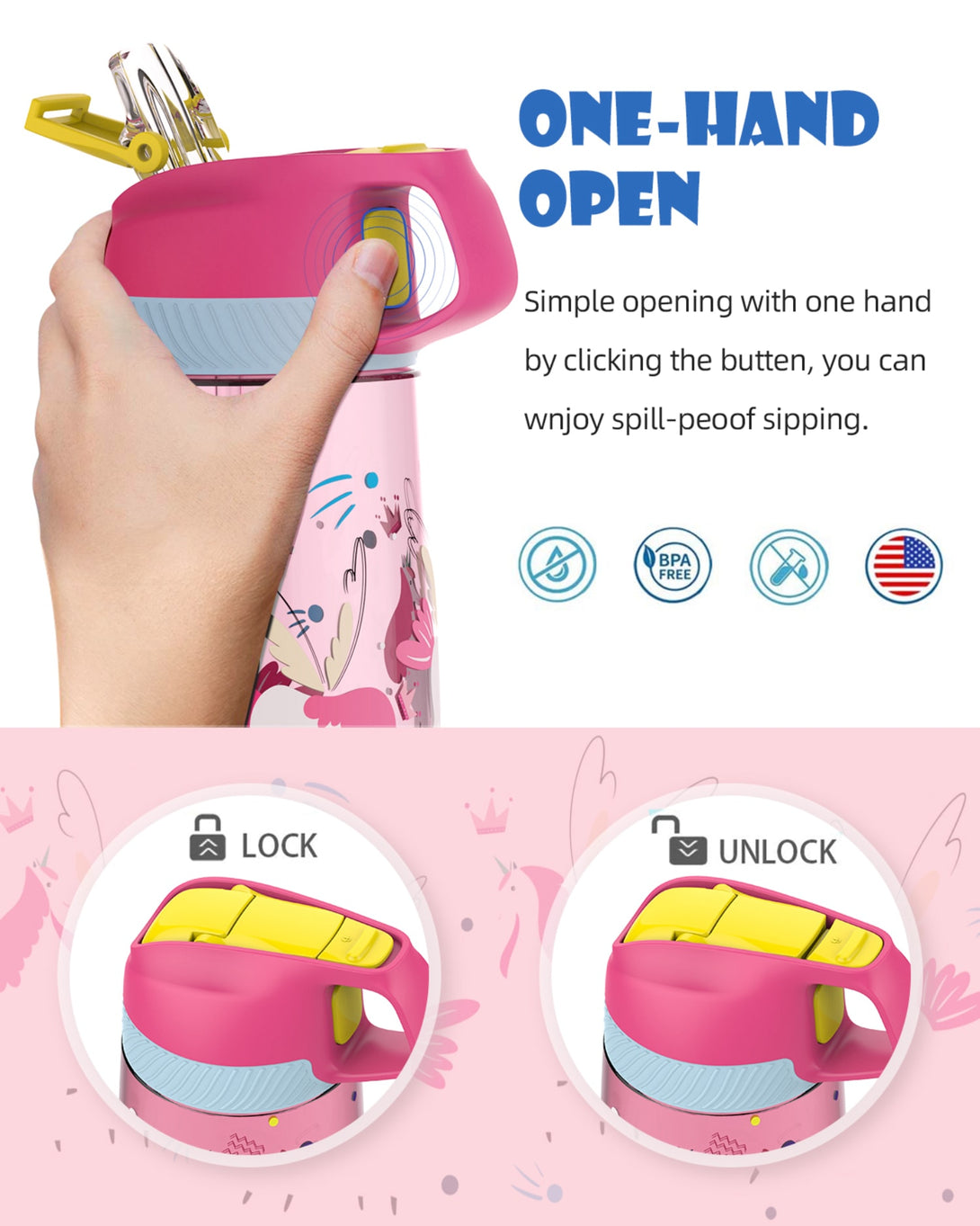 450ml Plastic Tritan Kids Water Bottle With Straw