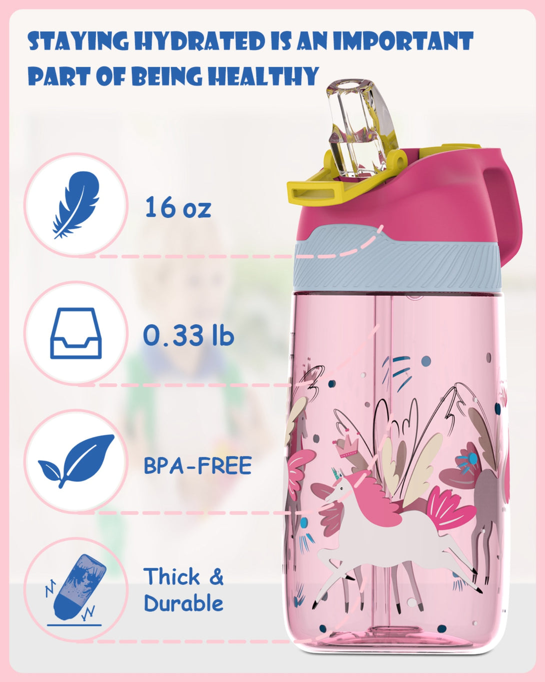 450ml Plastic Tritan Kids Water Bottle With Straw