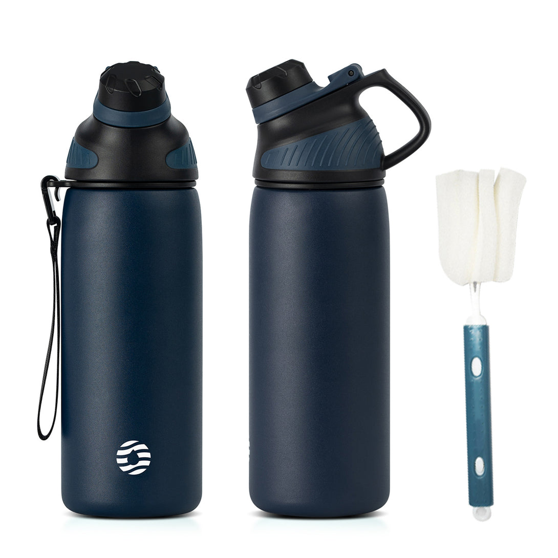 600ml Stainless Steel Insulated Thermo Water Bottle With Magnetic Liid, Sports Vacuum Metal Flask