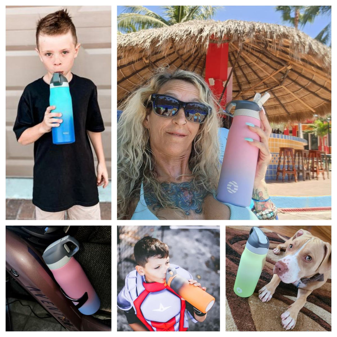 710ml Stainless Steel Insulated Thermo Water Bottle, Vacuum Flask With Straw
