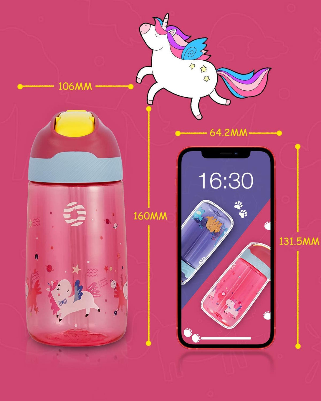 450ml Plastic Tritan Kids Water Bottle With Straw